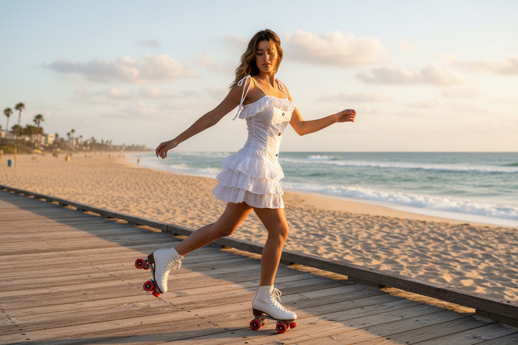 Vibe and Gear White coastal tie-strap min dress