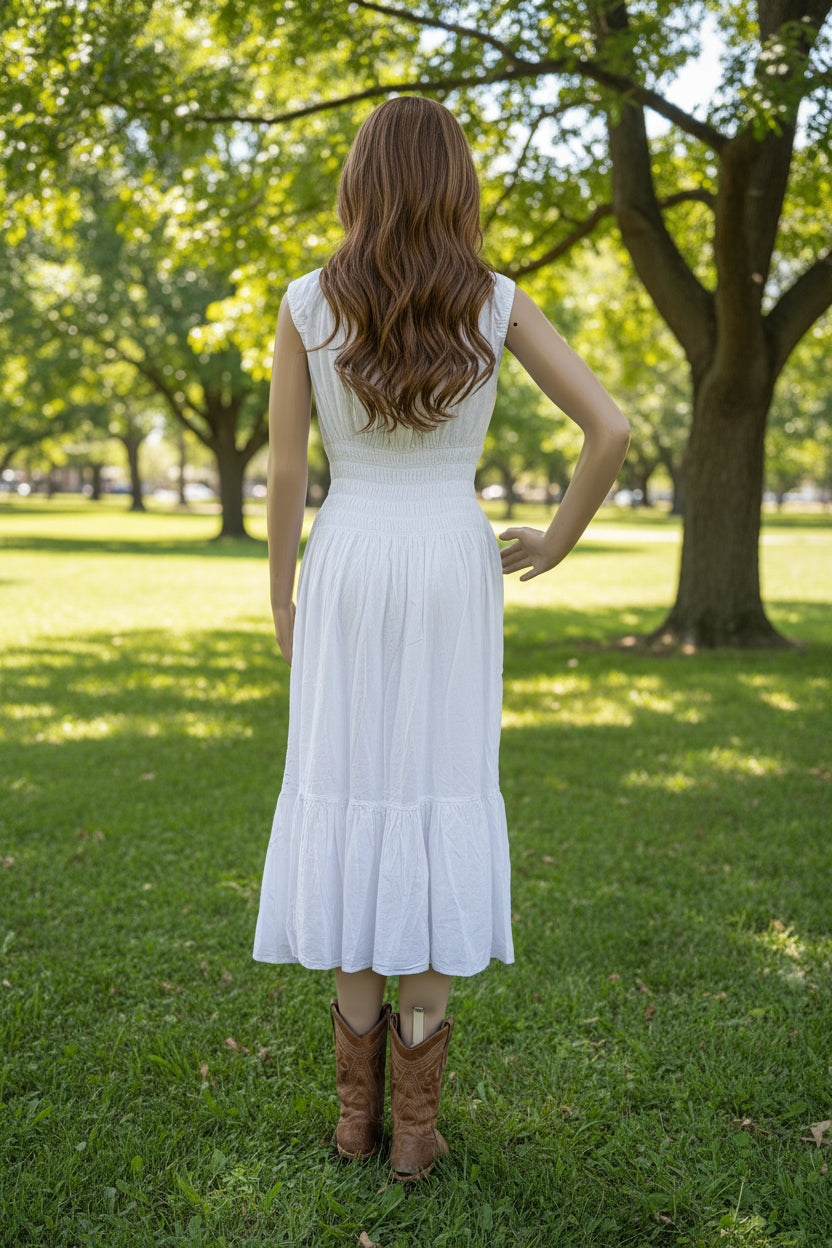 Coastal Lace-Up Maxi Dress