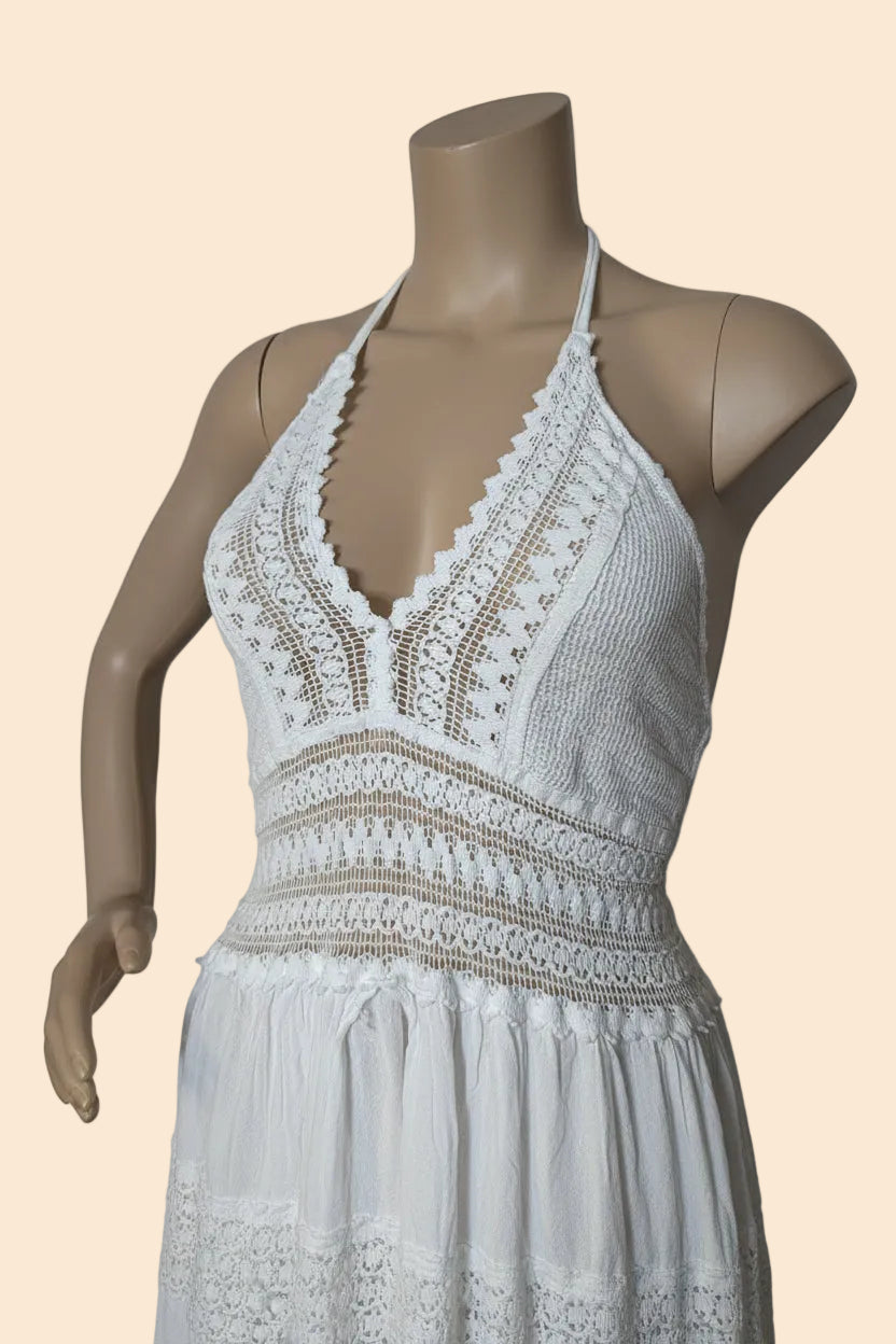 Coastal Split-Front Halter Maxi Dress