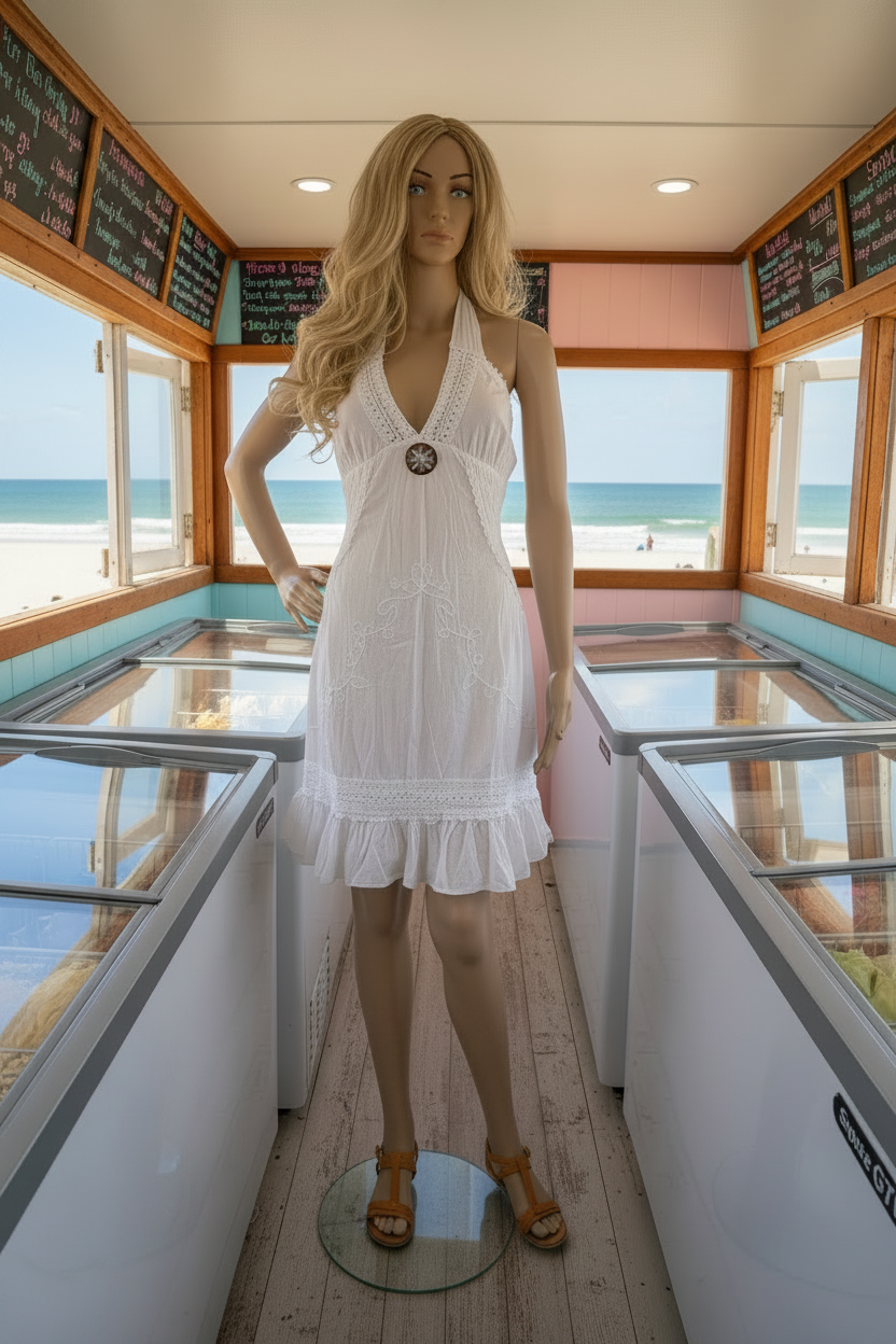 Coastal Medallion Halter Mini Dress