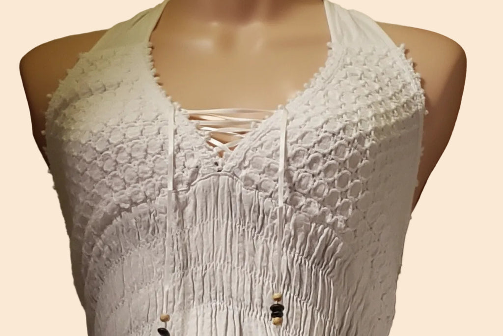 Coastal Lace Halter Dress